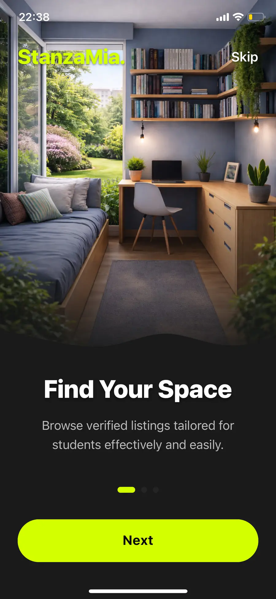 Explore screen inside the StanzaMia app