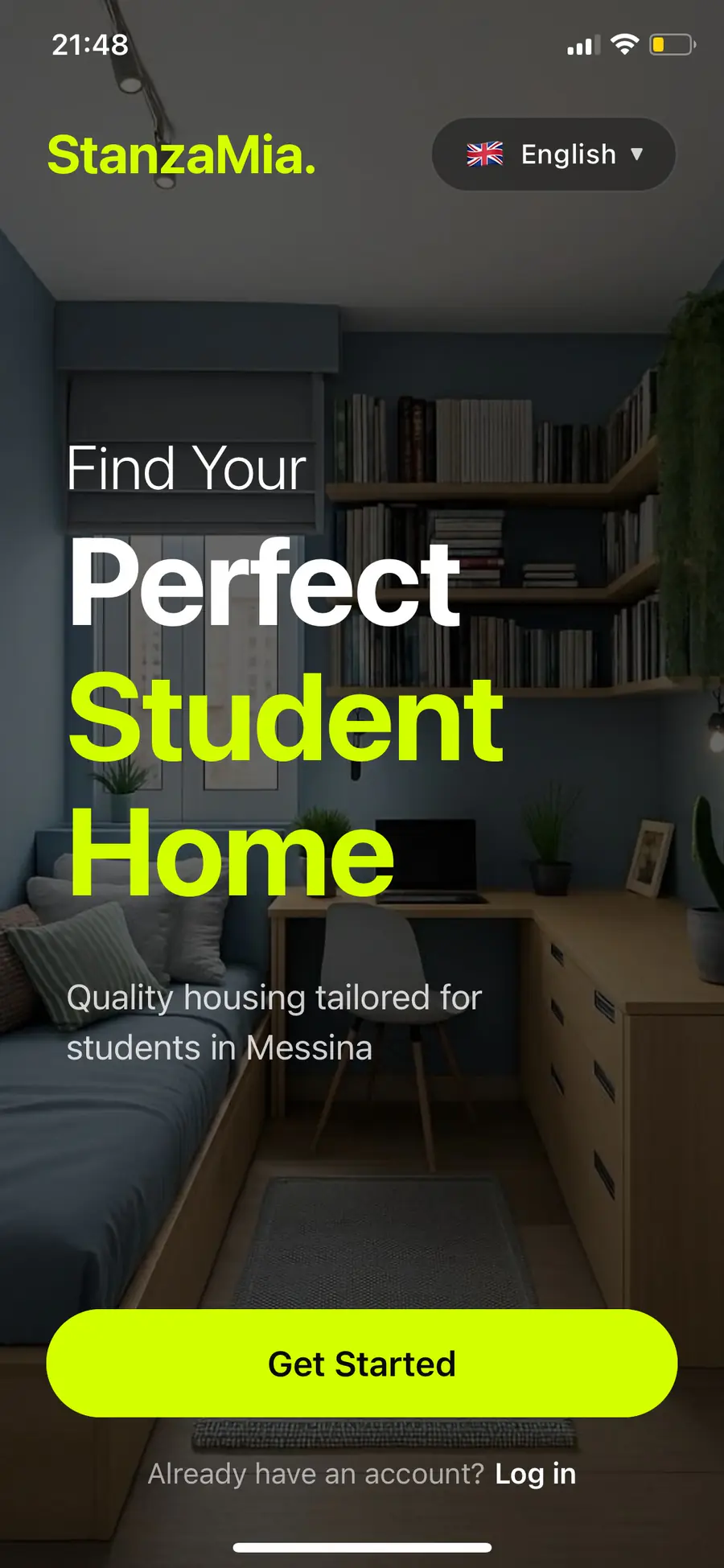 Listing details screen inside the StanzaMia app